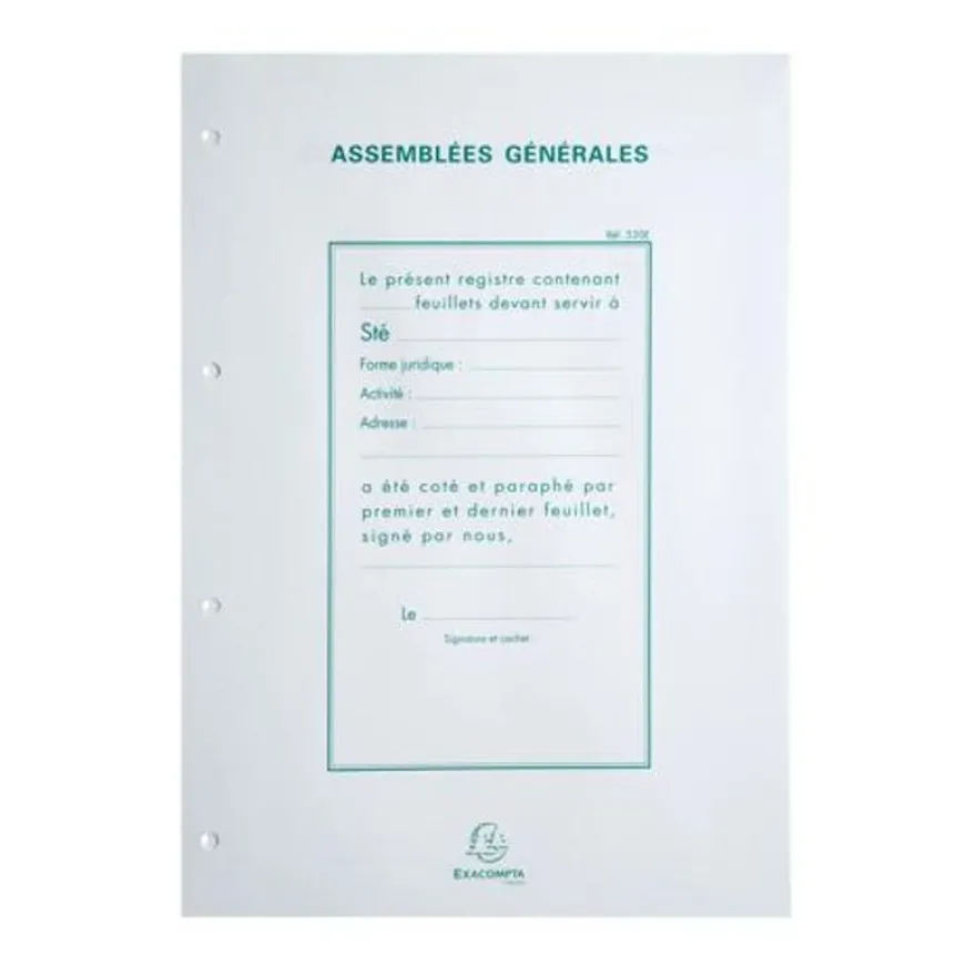 Exacompta - Recharge de 100 feuilles A4 pour registre de délibération de conseil d'administration