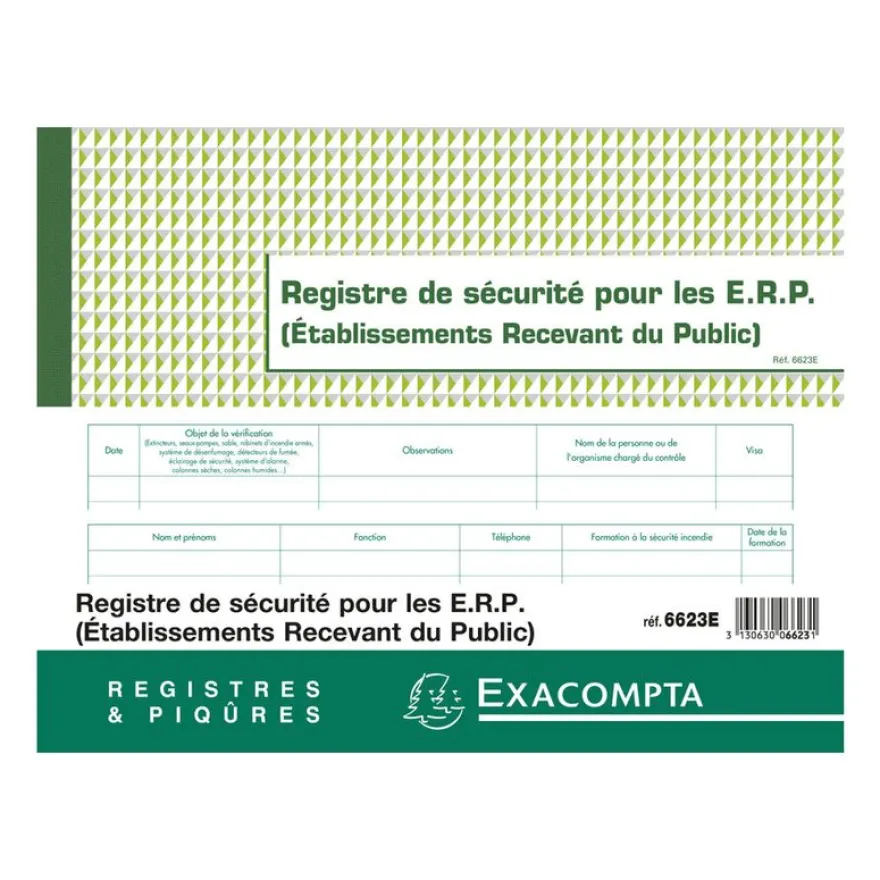 Exacompta - Registre de sécurité ERP - 32 pages - 24 x 32 cm
