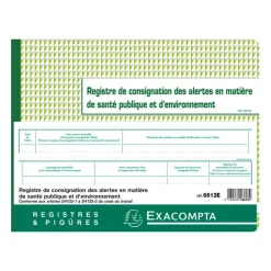 Exacompta - Registre des alertes de santé publique et de l'environnement - A4