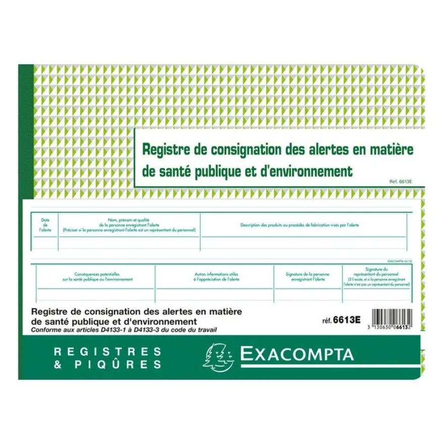 Exacompta - Registre des alertes de santé publique et de l'environnement - A4