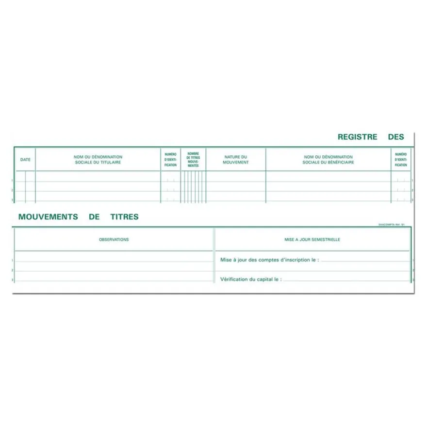 Exacompta - Registre des mouvements de titres - 24 x 32 cm - 100 pages