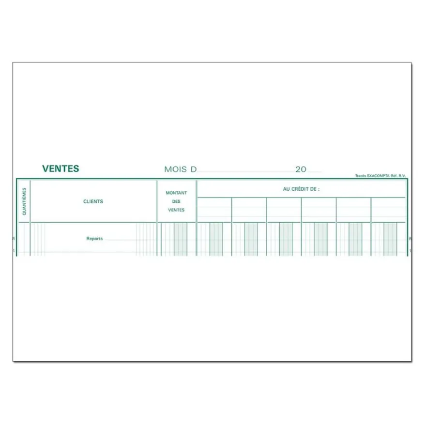 Exacompta - Registre des ventes - 7 colonnes - 32 x 25 cm - 80 pages