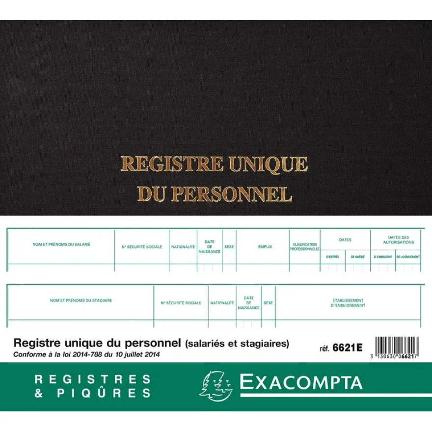 Exacompta - Registre unique du personnel - 27 x 32 cm - 100 pages