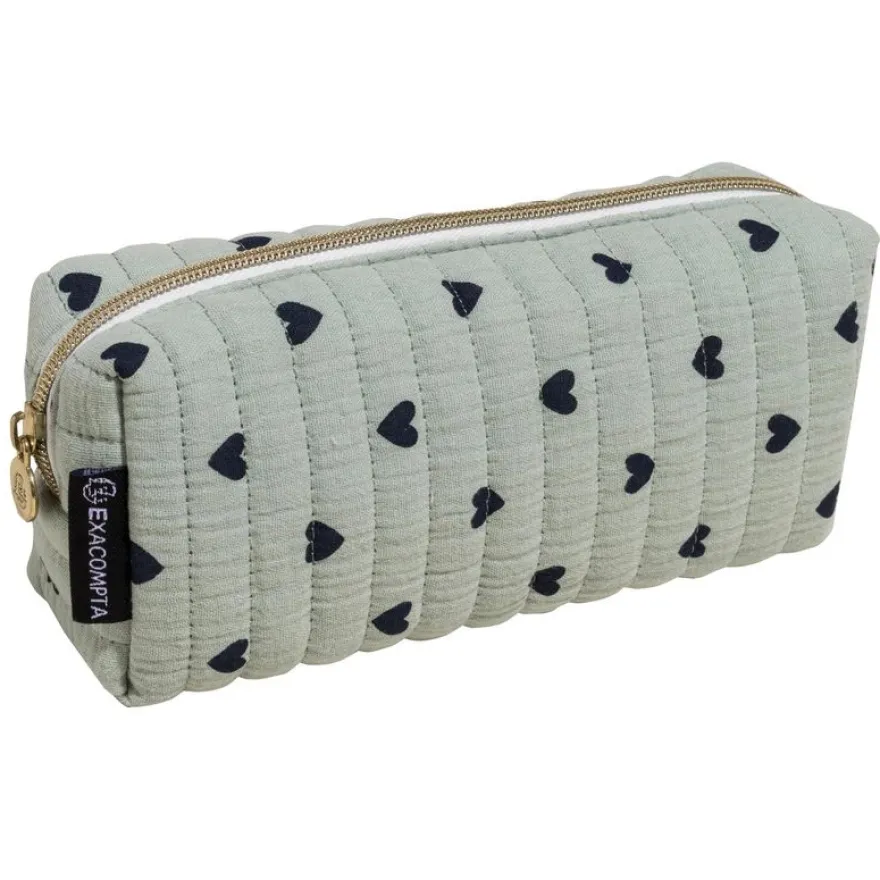Exacompta - Trousse rectangle Coeurs coton couleurs assorties