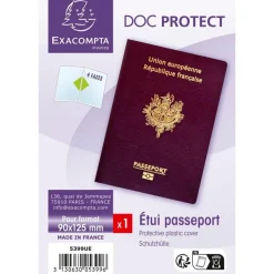 Exacompta - Étui Passeport Transparent – 2 Volets PVC Cristal Lisse 20/100e – Format 90x125 mm – DOC PROTECT