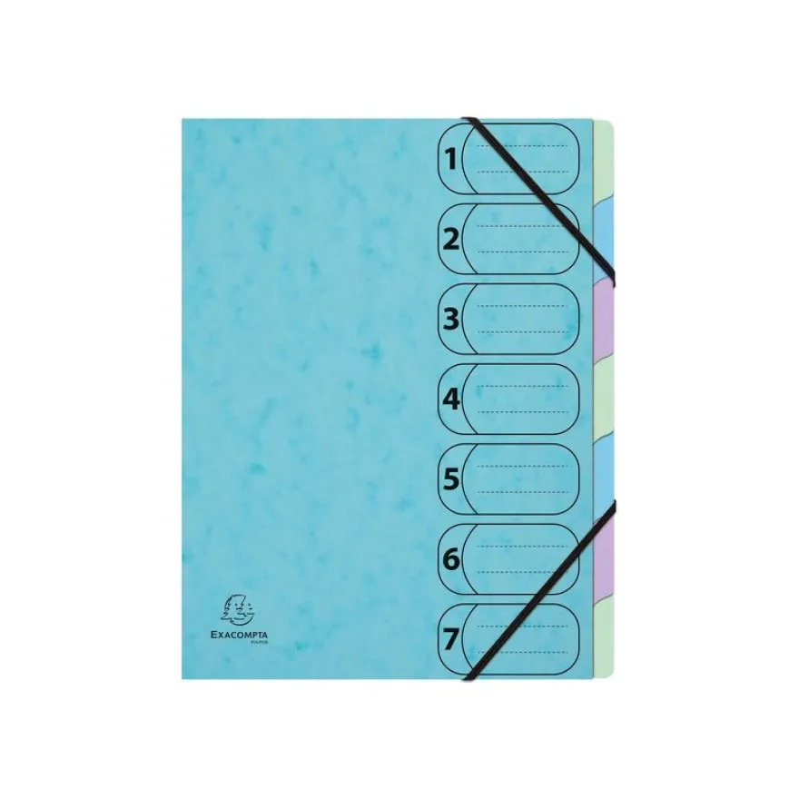 Exacompta Aquarel Harmonika - Classeur - extensible - 7 compartiments - pour A4 (210 x 297 mm) - à onglets - bleu pastel