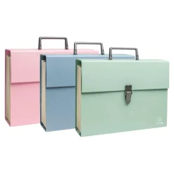 Exacompta AutentiK - Trieur à soufflet - 18 compartiments - pour A4 (210 x 297 mm) - bleu gris, rose bonbon, vert sauge