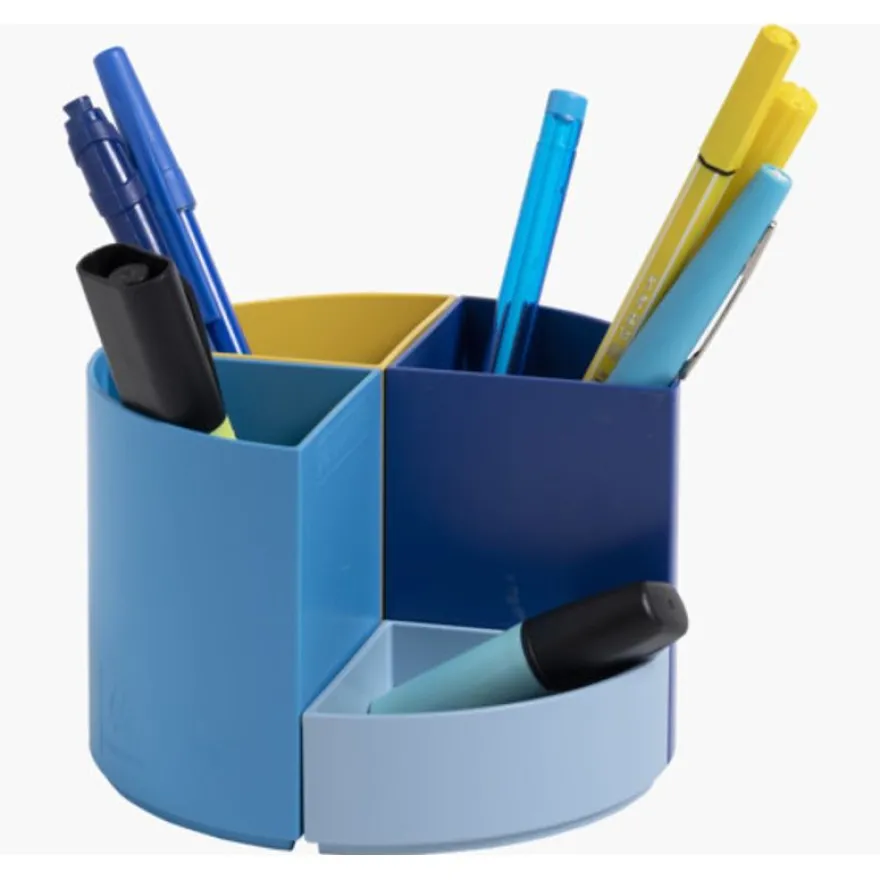 Exacompta BeeBlue - Pot à crayons modulable - 4 compartiments - couleurs assorties