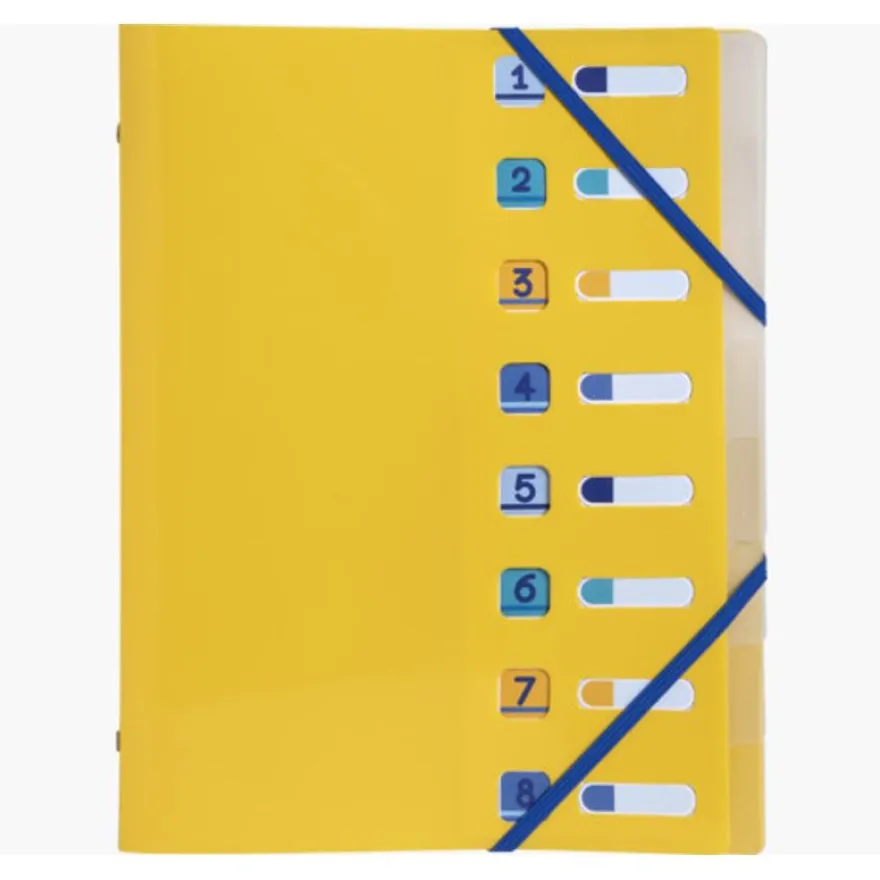 Exacompta BeeBlue - Trieur polypro recyclé 8 positions - A4 - disponible dans différentes couleurs
