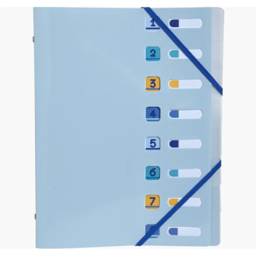 Exacompta BeeBlue - Trieur polypro recyclé 8 positions - A4 - disponible dans différentes couleurs