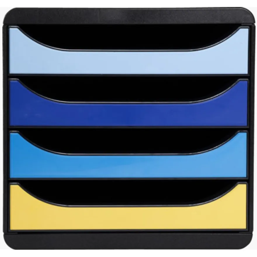 Exacompta BigBox - Module de classement 4 tiroirs - BeeBlue