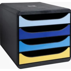Exacompta BigBox - Module de classement 4 tiroirs - BeeBlue