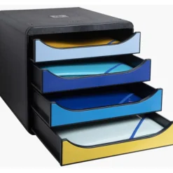 Exacompta BigBox - Module de classement 4 tiroirs - BeeBlue