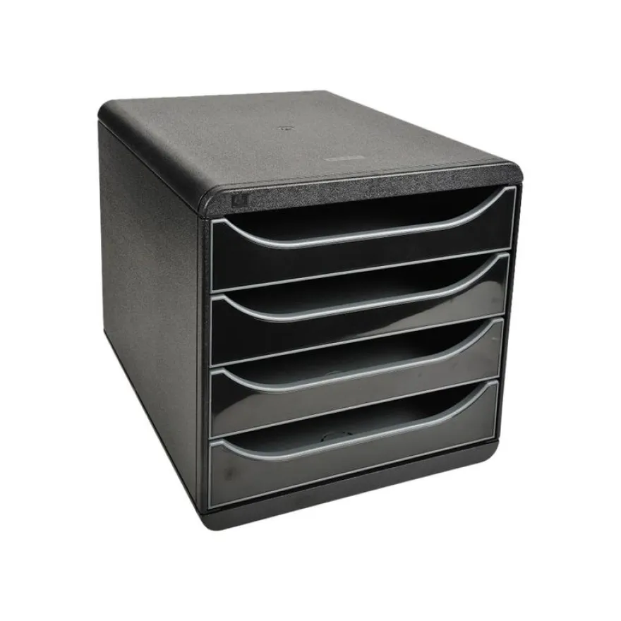 Exacompta BigBox - Module de classement 4 tiroirs - noir/noir