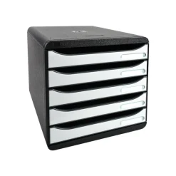 Exacompta BigBox Plus - Module de classement 5 tiroirs - noir/blanc brillant