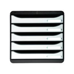 Exacompta BigBox Plus - Module de classement 5 tiroirs - noir/blanc brillant