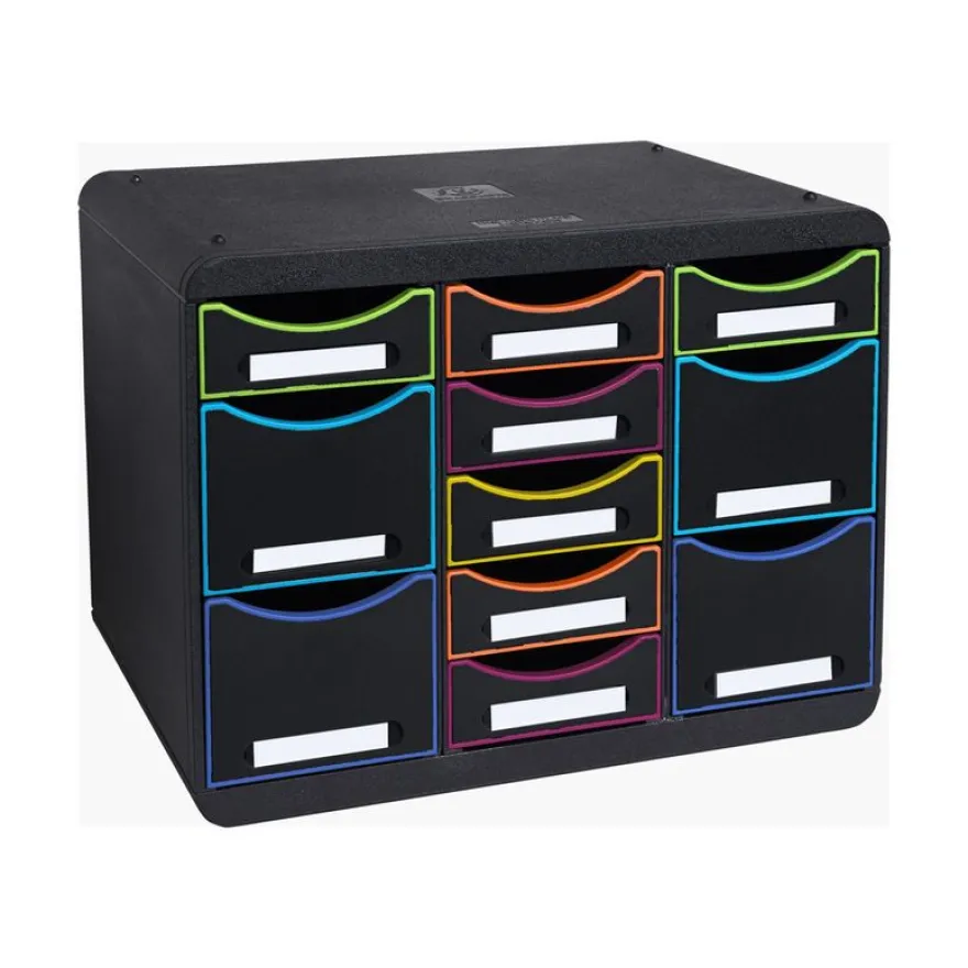 Exacompta Black Office - Module de classement 11 tiroirs - noir/arlequin