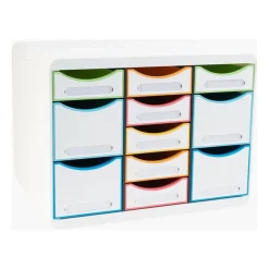 Exacompta Black Office - Module de classement 11 tiroirs - blanc/arlequin