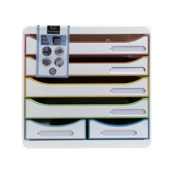 Exacompta Black Office - Module de classement 6 tiroirs - blanc/arlequin