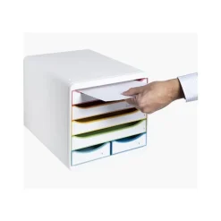 Exacompta Black Office - Module de classement 6 tiroirs - blanc/arlequin