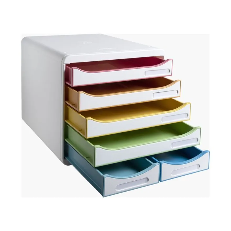 Exacompta Black Office - Module de classement 6 tiroirs - blanc/arlequin