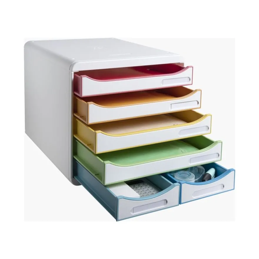 Exacompta Black Office - Module de classement 6 tiroirs - blanc/arlequin