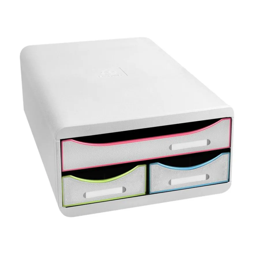 Exacompta Black Office - Module de classement 3 tiroirs - blanc/arlequin