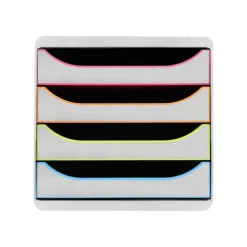 Exacompta Black Office BigBox - Module de classement 4 tiroirs - blanc/arlequin