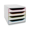 Exacompta Black Office BigBox - Module de classement 4 tiroirs - blanc/arlequin