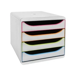 Exacompta Black Office BigBox - Module de classement 4 tiroirs - blanc/arlequin