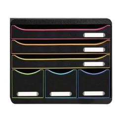Exacompta Black Office Store-Box - Module de classement 6 tiroirs - noir/arlequin