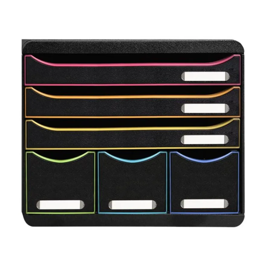Exacompta Black Office Store-Box - Module de classement 6 tiroirs - noir/arlequin