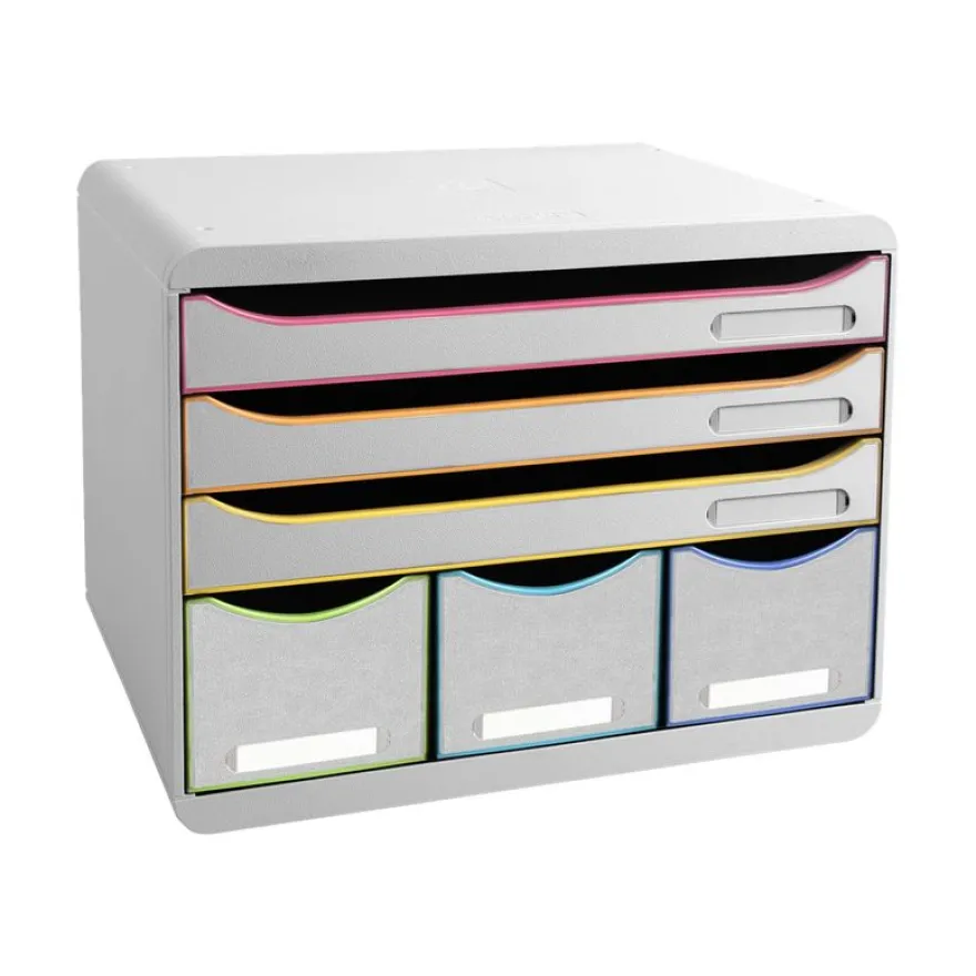Exacompta Black Office Store-Box - Module de classement 6 tiroirs - blanc/arlequin