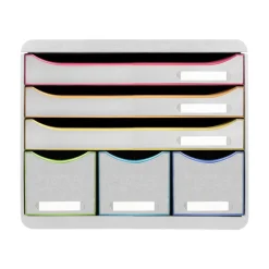 Exacompta Black Office Store-Box - Module de classement 6 tiroirs - blanc/arlequin