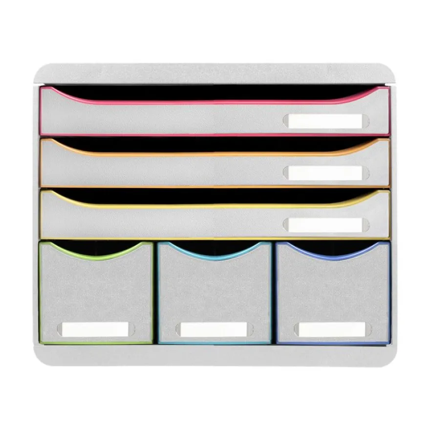 Exacompta Black Office Store-Box - Module de classement 6 tiroirs - blanc/arlequin