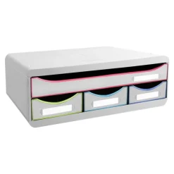 Exacompta Black Office Toolbox - Module de classement 4 tiroirs - blanc/arlequin