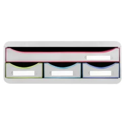 Exacompta Black Office Toolbox - Module de classement 4 tiroirs - blanc/arlequin