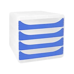 Exacompta Chromaline BigBox - Module de classement 4 tiroirs - bleu roi transparent