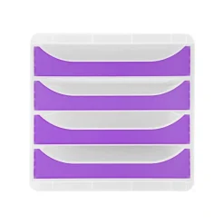 Exacompta Chromaline BigBox - Module de classement 4 tiroirs - violet transparent
