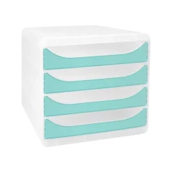 Exacompta Chromaline BigBox - Module de classement 4 tiroirs - turquoise transparent
