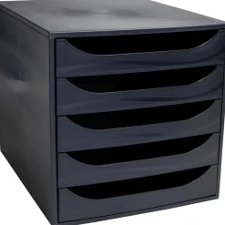 Exacompta Ecobox - Module de classement 5 tiroirs - noir