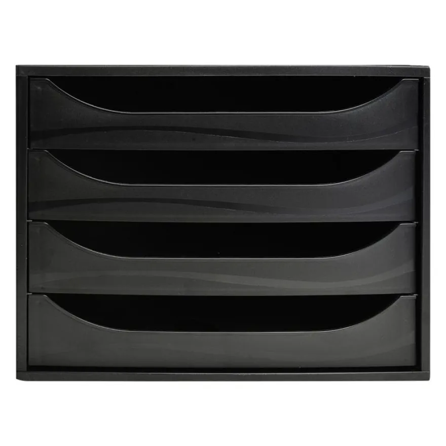 Exacompta Ecobox - Module de classement 4 tiroirs - noir