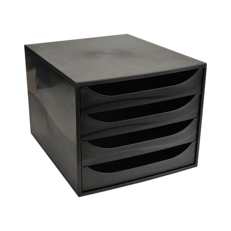 Exacompta Ecobox - Module de classement 4 tiroirs - noir