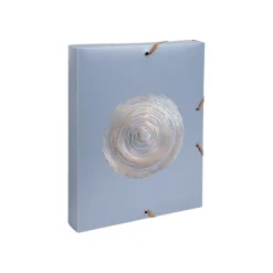 Exacompta Ellipse - Boîte de classement en polypropylène recyclé - Dos 40 mm - Pour 350 feuilles - timbre en or rose - gris, vert céladon, vieux rose