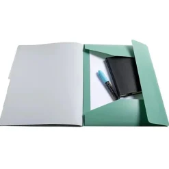 Exacompta Ellipse - Trieurs 6 compartiments à 3 rabats - A4 - Pour 180 feuilles - Timbre en or rose - gris, vert céladon, vieux rose
