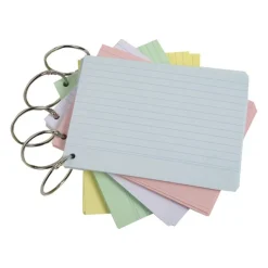 Exacompta Flashcars - 50 Bristols pour révisions sous anneau - 10,5 x 14,8 cm - ligné - couleurs assorties