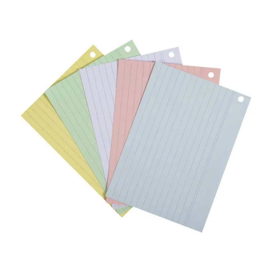 Exacompta Flashcars - 50 Bristols pour révisions sous anneau - 10,5 x 14,8 cm - ligné - couleurs assorties