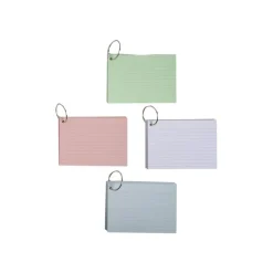 Exacompta Flashcars - 50 Bristols pour révisions sous anneau - 10,5 x 14,8 cm - ligné - couleurs assorties