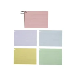 Exacompta Flashcars - 50 Bristols pour révisions sous anneau - 10,5 x 14,8 cm - ligné - couleurs assorties