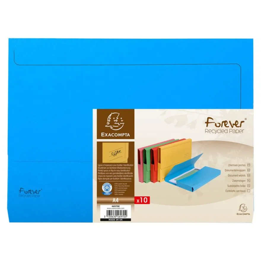 Exacompta Forever - 10 Chemises poche - 290 gr - couleurs assorties